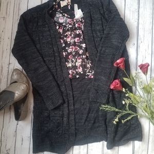 Long cozy cardigan with open front